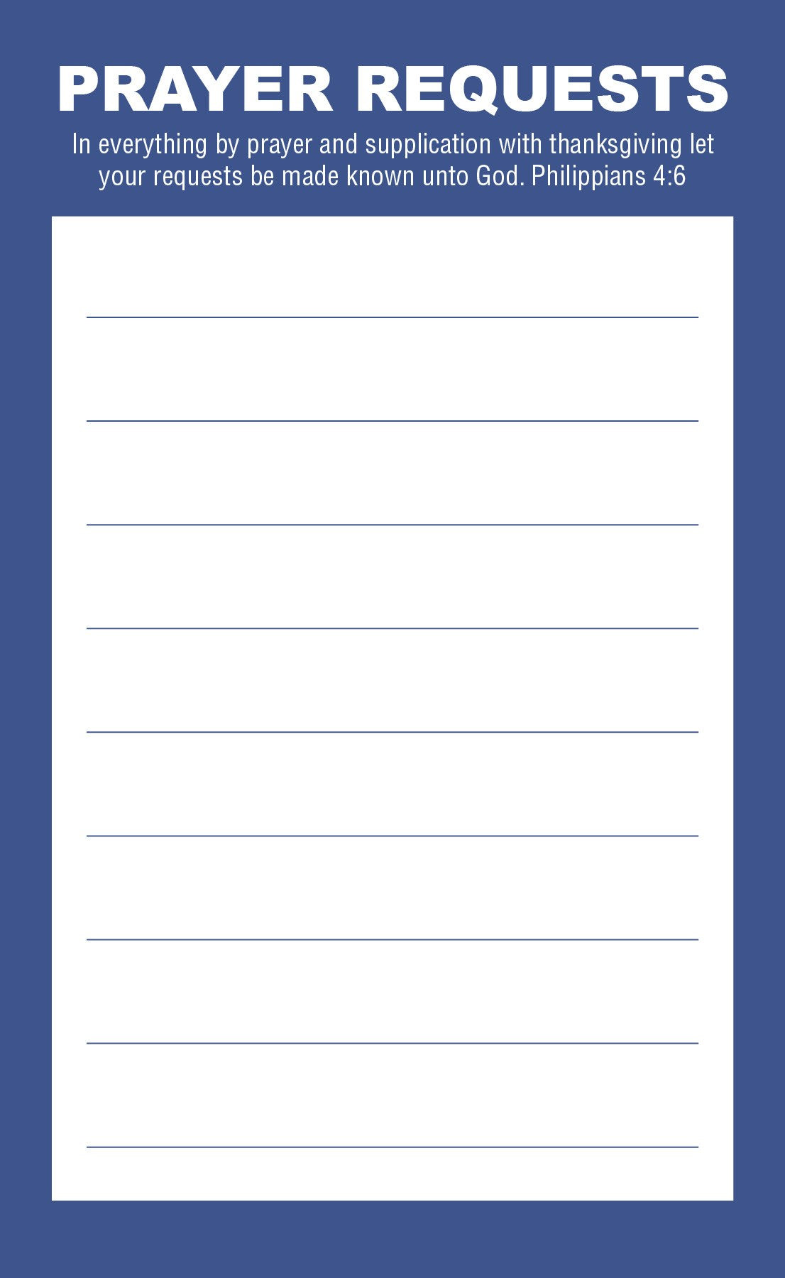 Prayer Request Card-Prayer Request (Philippians 4:6  KJV)-Blue (Pack Of 50)