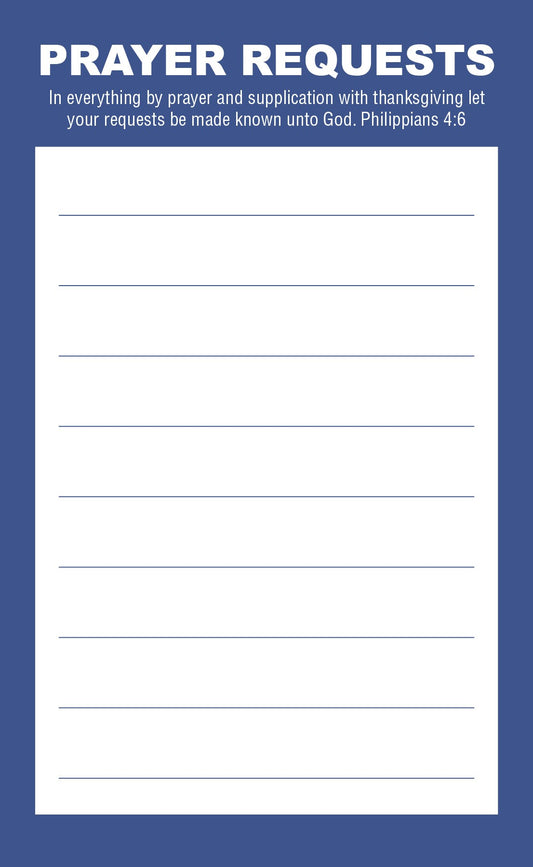 Prayer Request Card-Prayer Request (Philippians 4:6  KJV)-Blue (Pack Of 50)