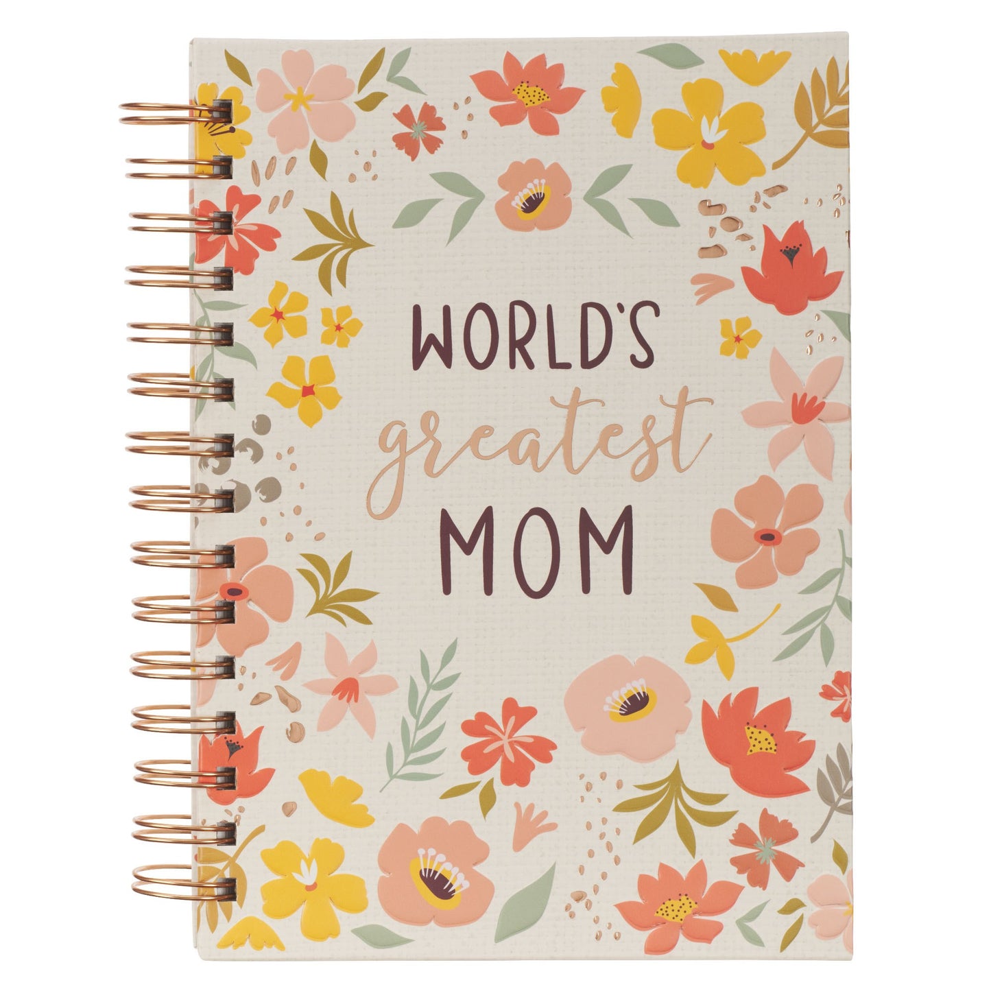 Journal Wirebound-World's Greatest Mom-Peach Floral