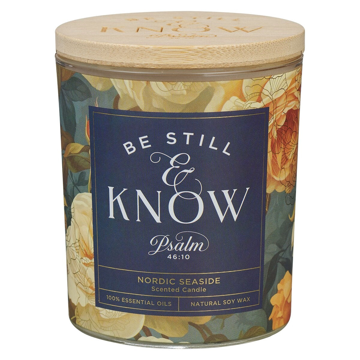 Candle-Be Still (Psalm 46:10) (4.5 Oz)-Glass w/Bamboo Lid
