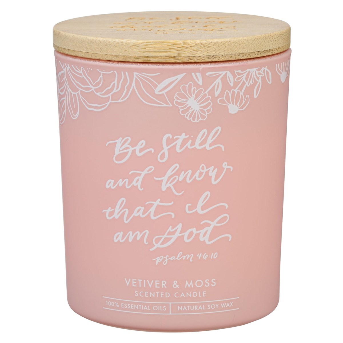 Candle-Be Still & Know-Vetiver & Moss (Psalm 46:10) (4.5 Oz)-Glass w/Bamboo Lid