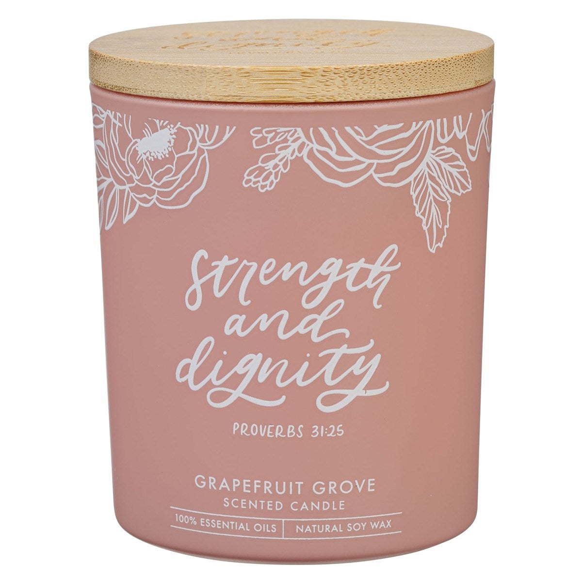 Candle-Strength & Dignity-Grapefruit Grove (Proverb 31:25) (4.5 Oz)-Glass w/Bamboo Lid