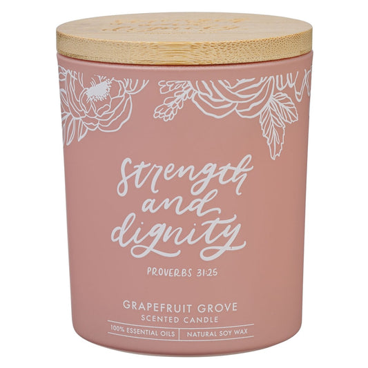 Candle-Strength & Dignity-Grapefruit Grove (Proverb 31:25) (4.5 Oz)-Glass w/Bamboo Lid
