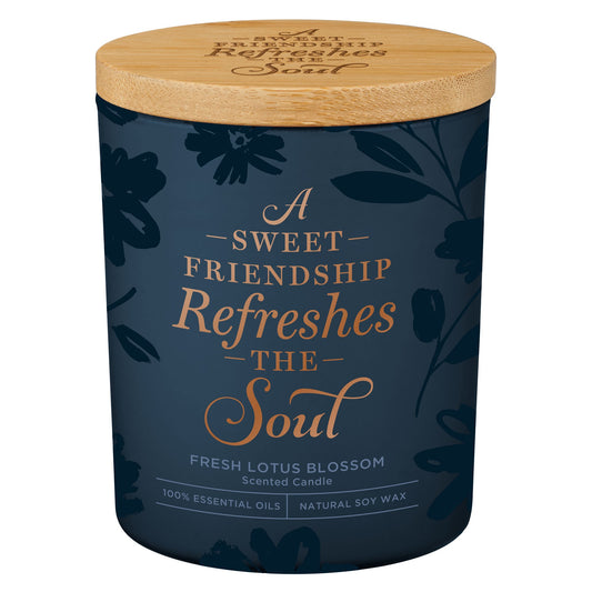 Candle-Sweet Friendship-Fresh Lotus Blossom (4.5 Oz)-Glass w/Bamboo Lid