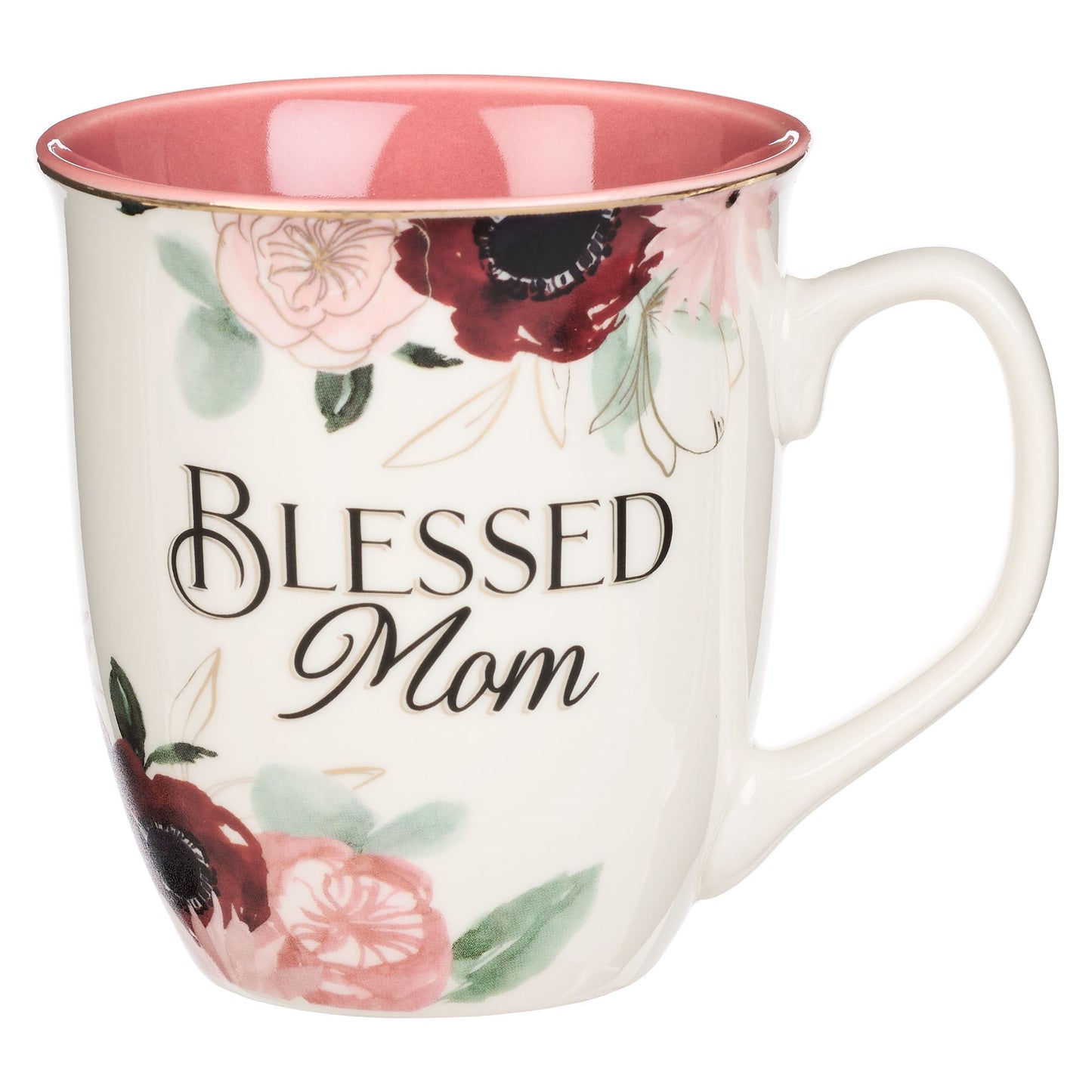 Ceramic Mug-Blessed Mom-Pink Floral