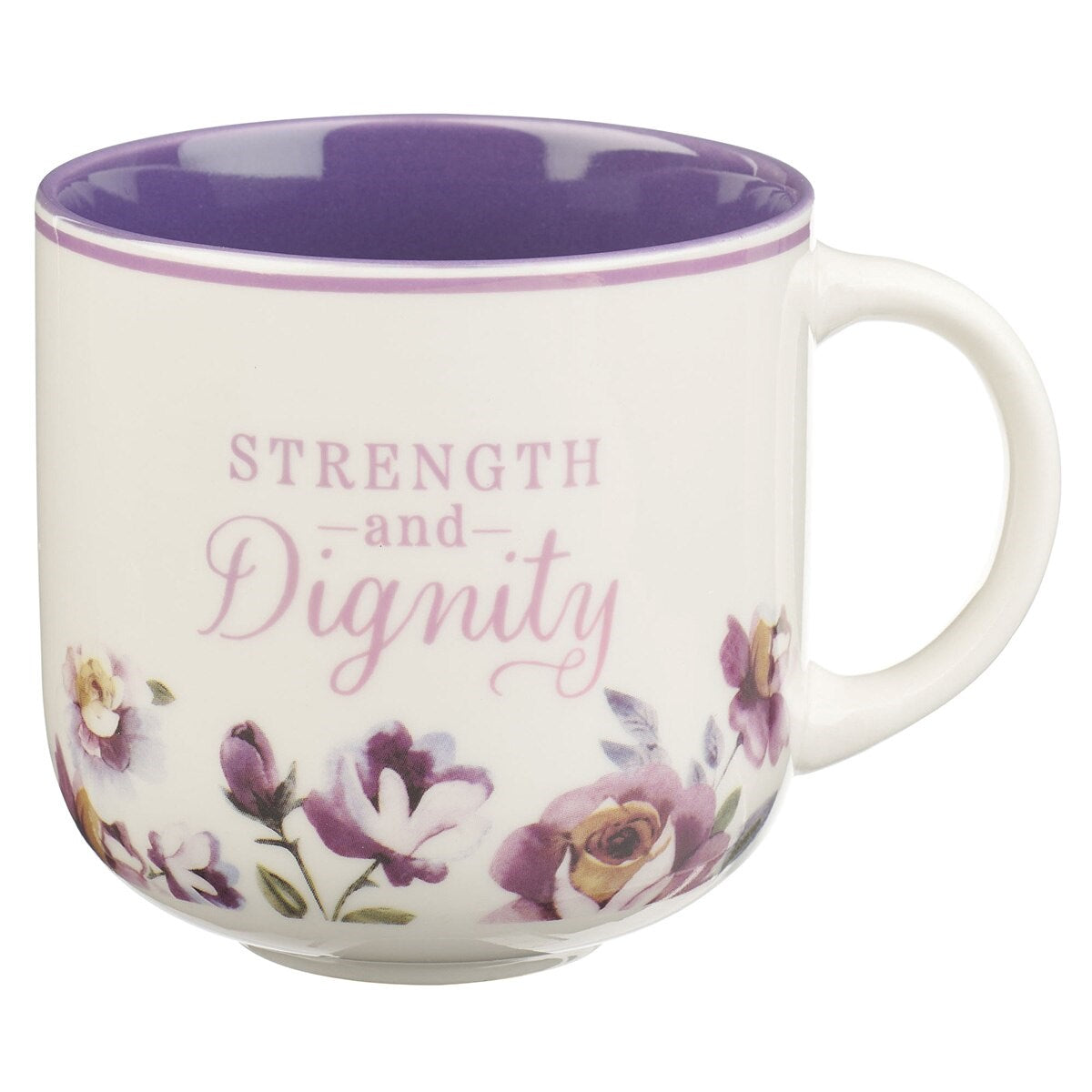 Ceramic Mug-Strength and Dignity Prov. 31:25-Purple