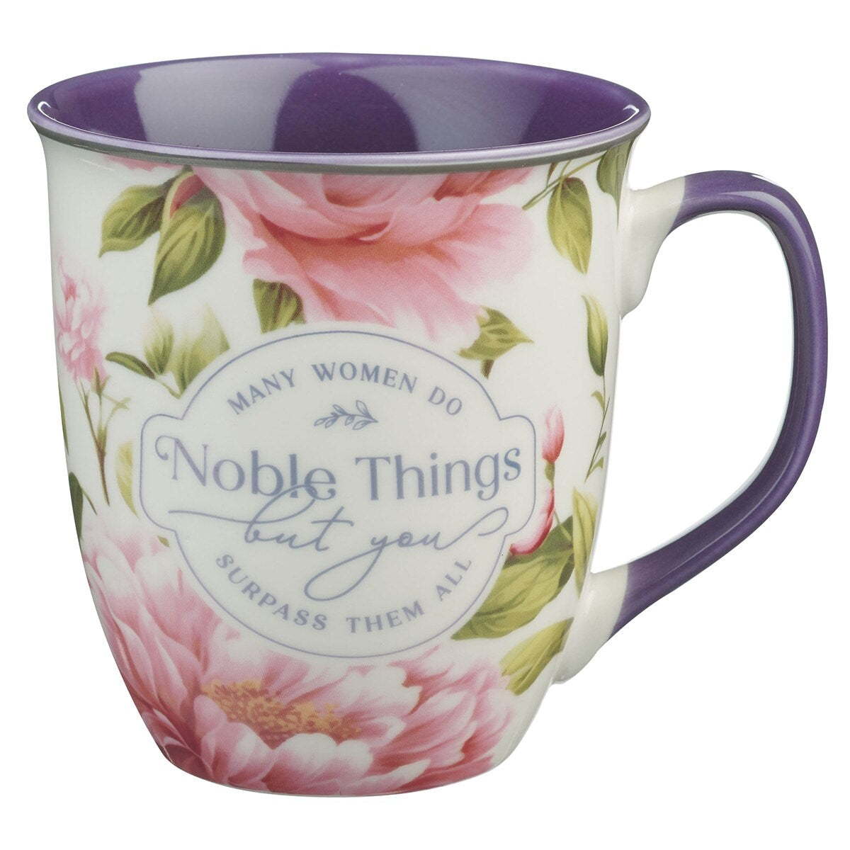 Ceramic Mug-Noble Things Prov. 31:29-Pink Floral