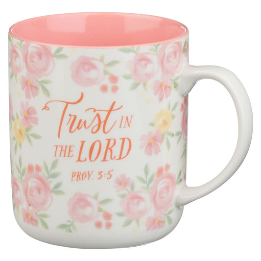 Ceramic Mug-Trust in the Lord Prov. 3:5-Pink Floral