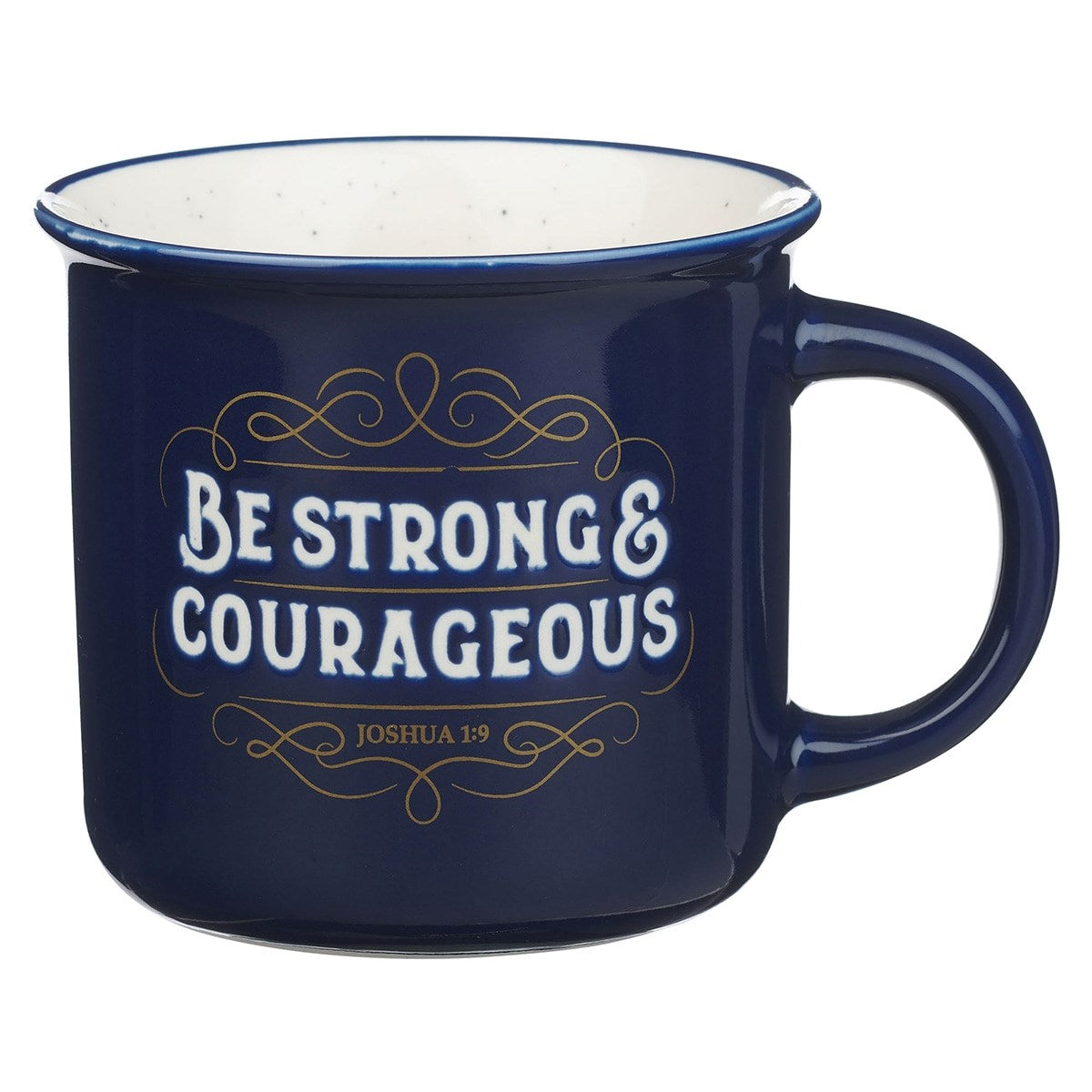 Ceramic Mug-Strong & Courageous Josh. 1:9-Navy