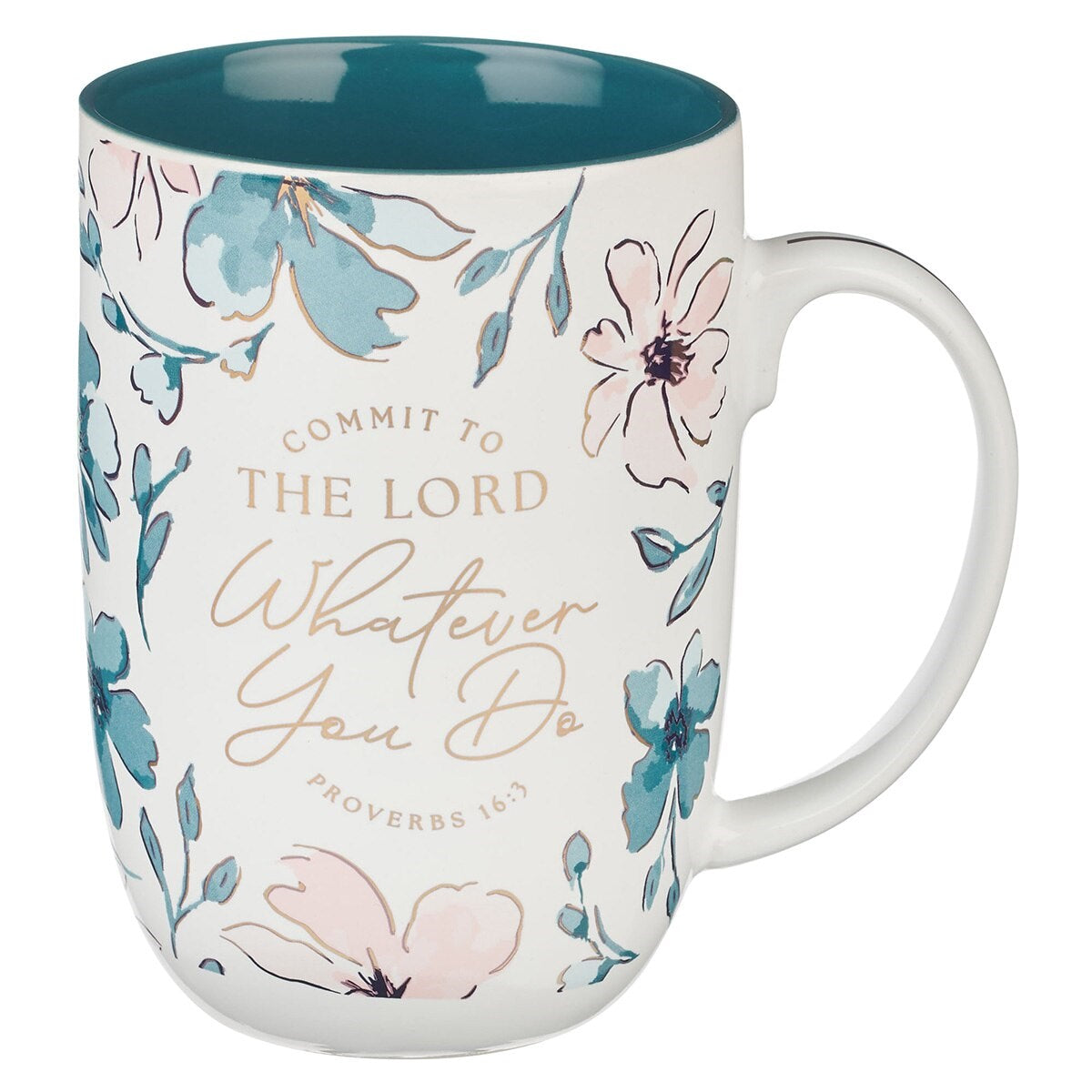Ceramic Mug-Commit to the Lord Prov. 16:3-Teal