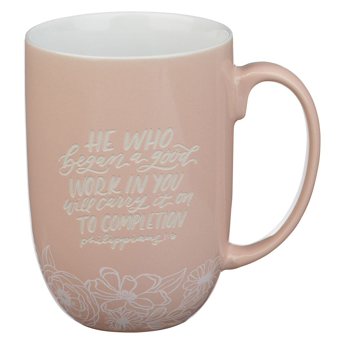 Ceramic Mug-Good Works Phil 1:6-Peach