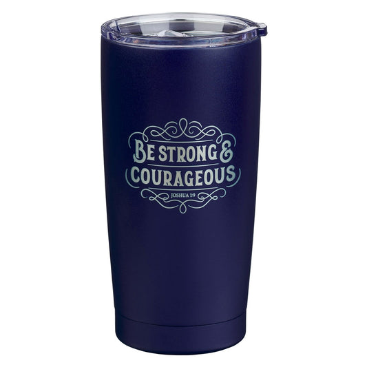 Stainless Steel Tumbler-Be Strong Josh. 1:9-Navy
