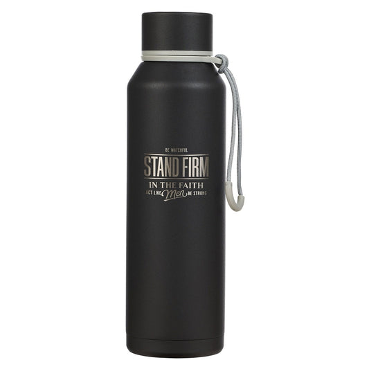 Water Bottle-Stainless Steel-Stand Firm 1 Cor. 16:13-Black