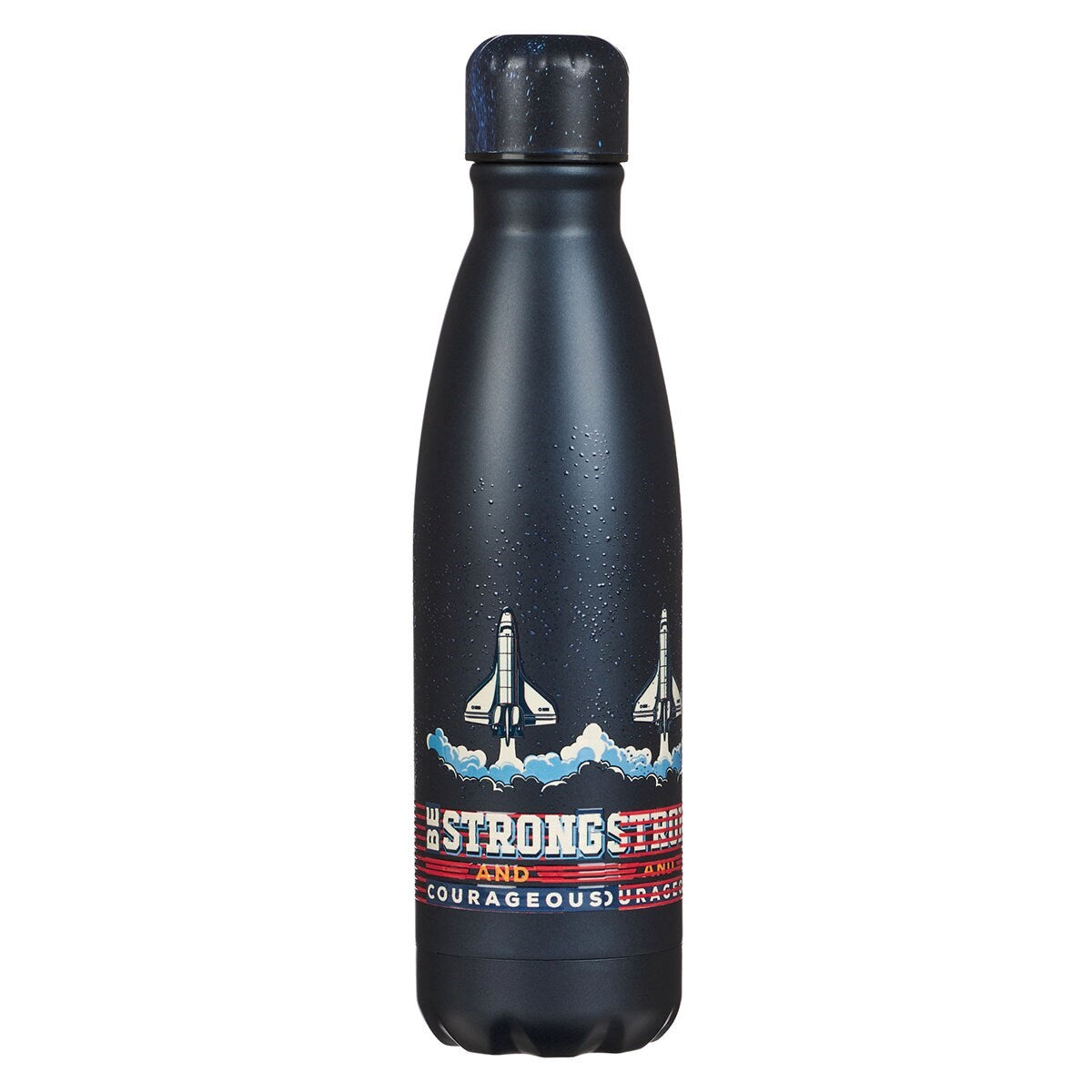 Water Bottle-Stainless Steel-Strong and Courageous Josh. 1:9-Navy