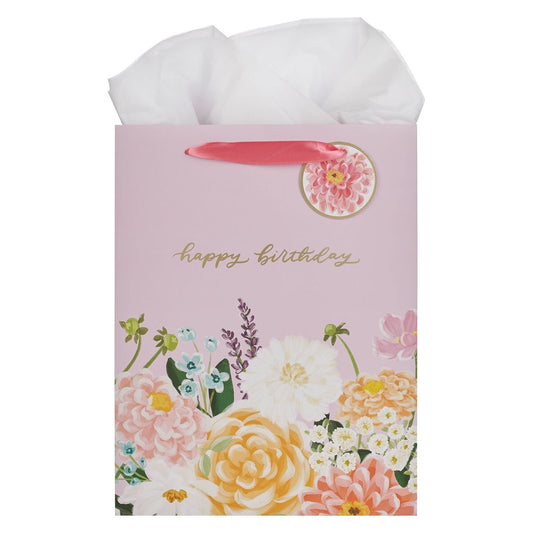 Gift Bag-Large Portrait-Happy Birthday-Purple Floral
