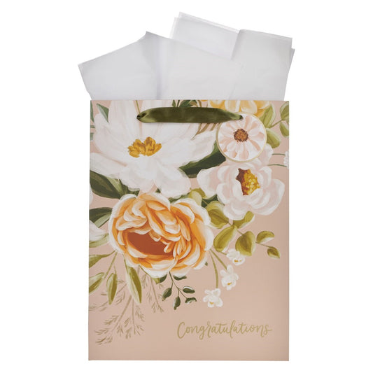 Gift Bag-Large Portrait-Congratulations-Neutral Floral