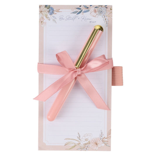 Magnetic Shopping List w/pen Be Still Pink/Blue Floral