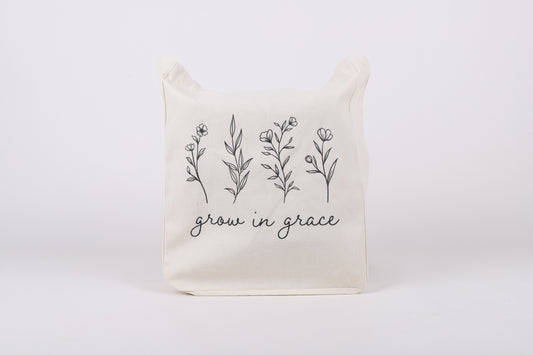 Tote-Cotton-Grow In Grace (16 1/4" x 13 1/4" w/ 9 1/2" Handle)