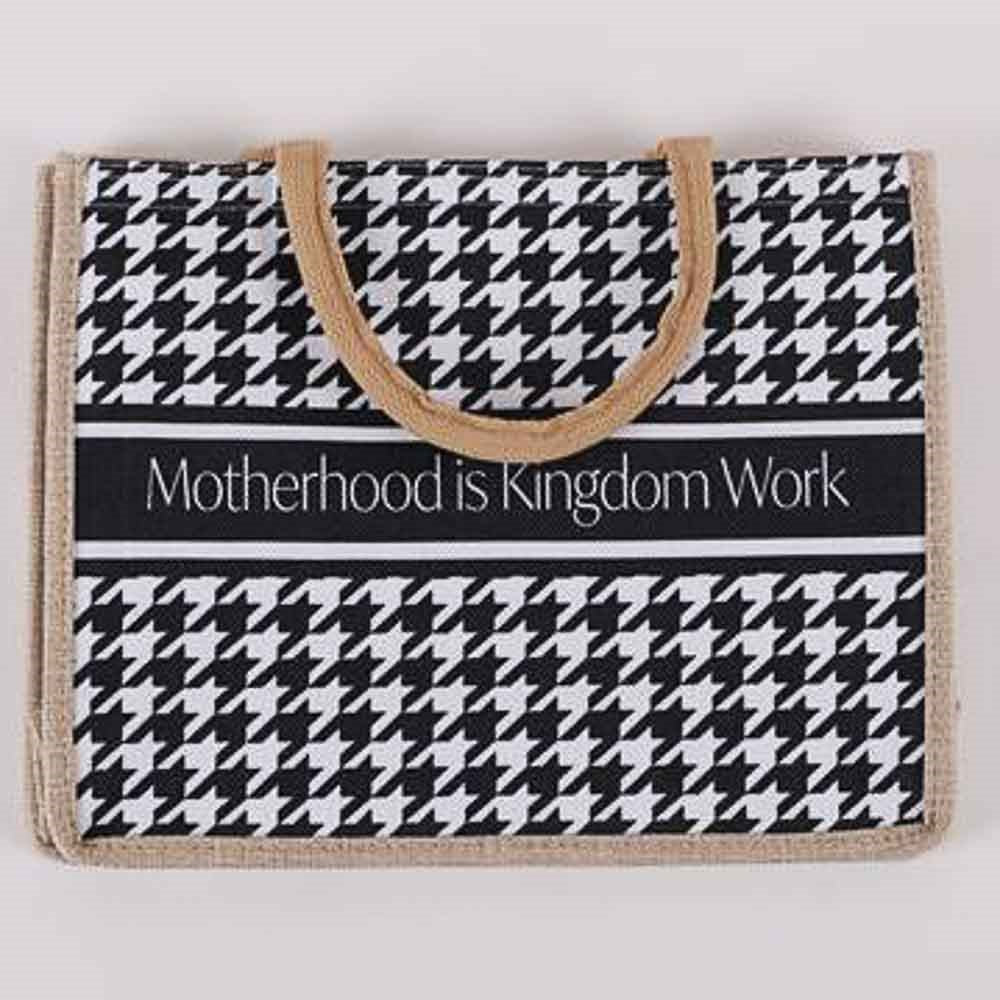 Tote-Canvas-Motherhood Is Kingdom Work (10 1/2"" x 13 1/2"" x 4 1/2"")