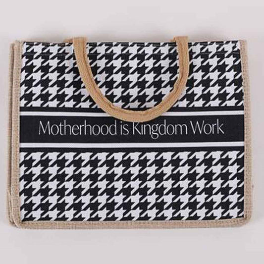 Tote-Canvas-Motherhood Is Kingdom Work (10 1/2"" x 13 1/2"" x 4 1/2"")