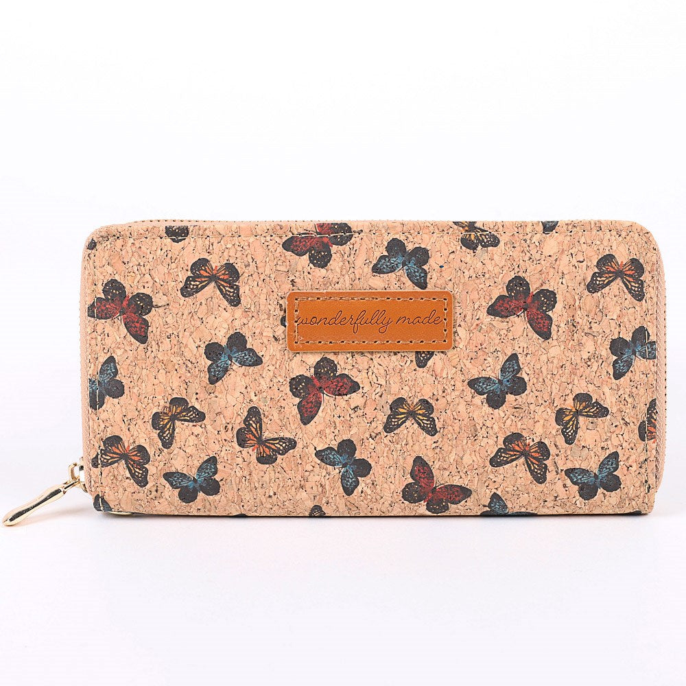 Wallet-Cork Clutch-Wonderfully Made-Zippered (1" x 7.625" x 4")
