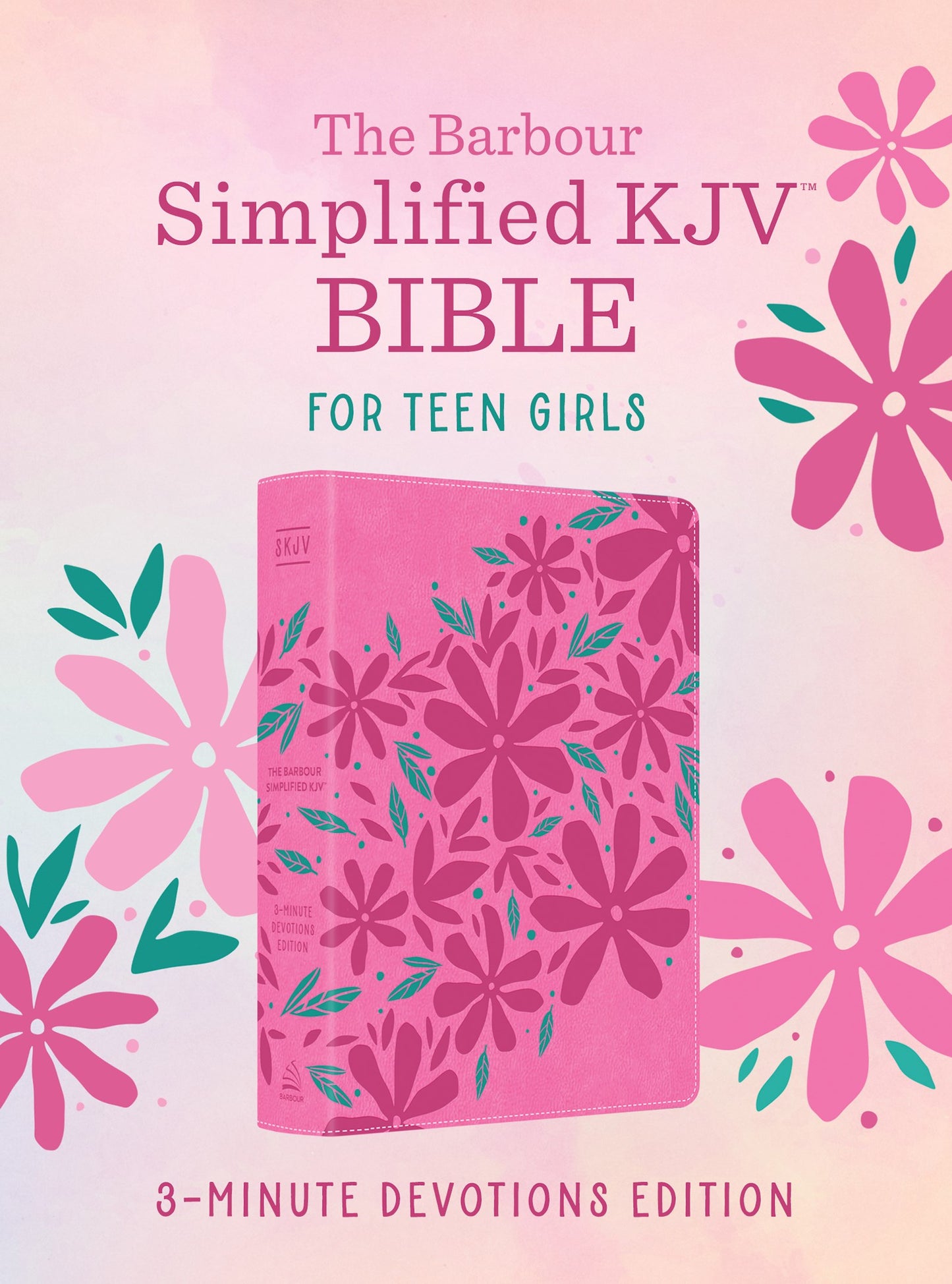 KJV Simplified Bible for Teen Girls: 3-Minute Devotions Edition-Pink Floral Imitation Leather