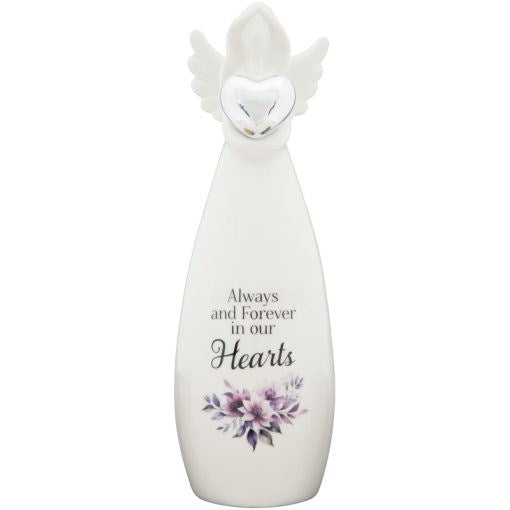Figurine-Always And Forever In Our Hearts Porcelain Angel (2.75" X 8.5" ) (#15778)