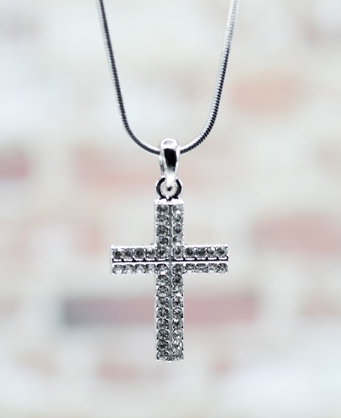 Necklace-Eden Merry-Cross-Clear