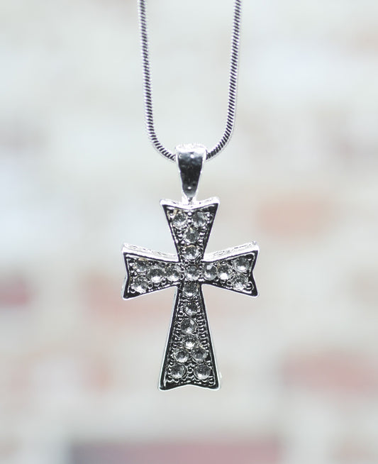 Necklace-Eden Merry-Cross-Clear