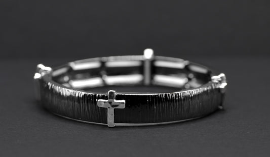 Bracelet-Eden Merry-Cross-Black/Silver