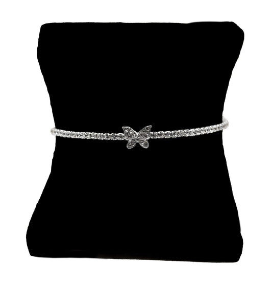 Bracelet-Eden Merry-Butterfly-Memory Wire-Silver