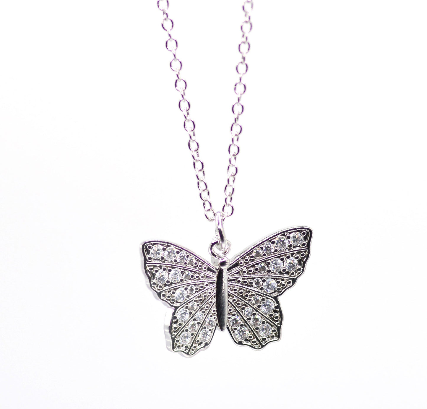 Necklace-Eden Merry-Butterfly-Crystal-Silver