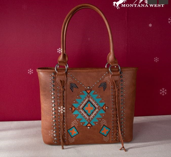 Tote-Aztec Cross (Concealed Carry)-Brown
