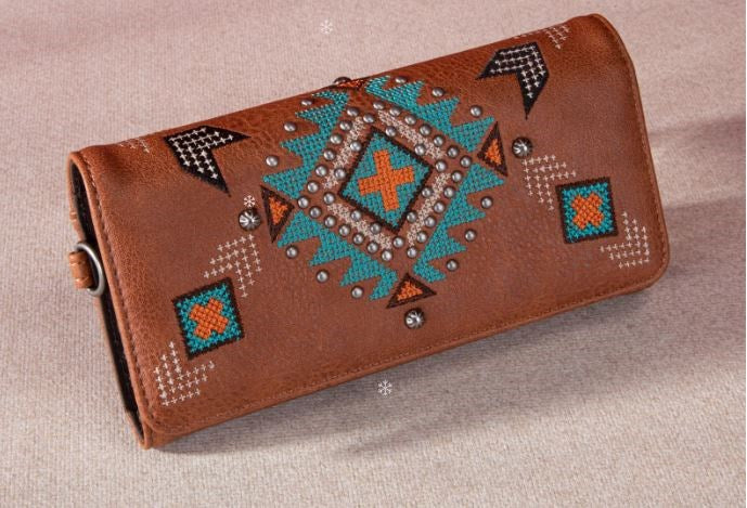 Wallet-Aztec Cross-Brown