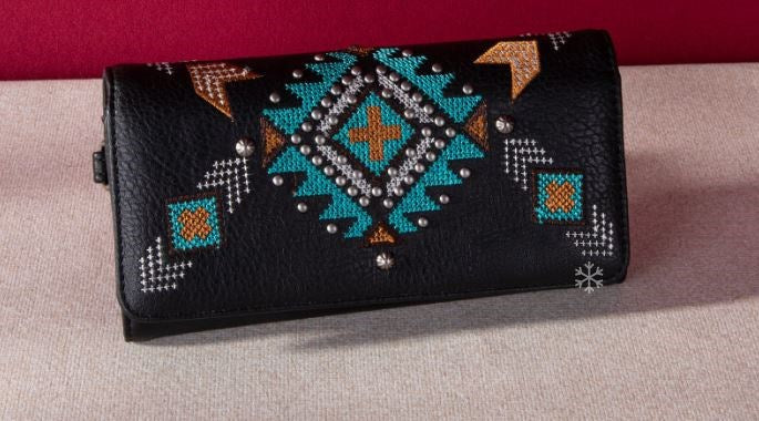 Wallet-Aztec Cross-Black