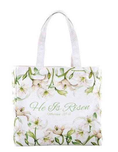 Canvas Tote-He Is Risen (Matthew 28:6) (10" x 10" w/3.5" Gusset)