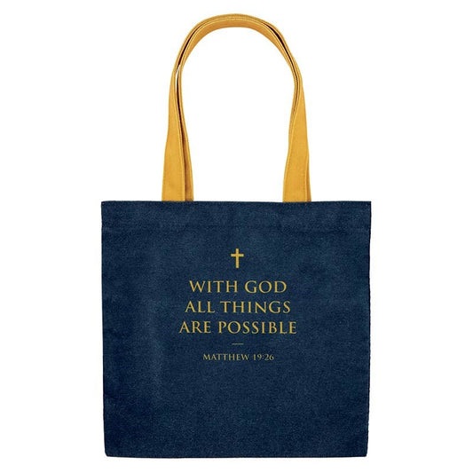 Canvas Tote-With God All Things Are Possible (Matthew 19:26) (10" x 10" w/4" Gusset)