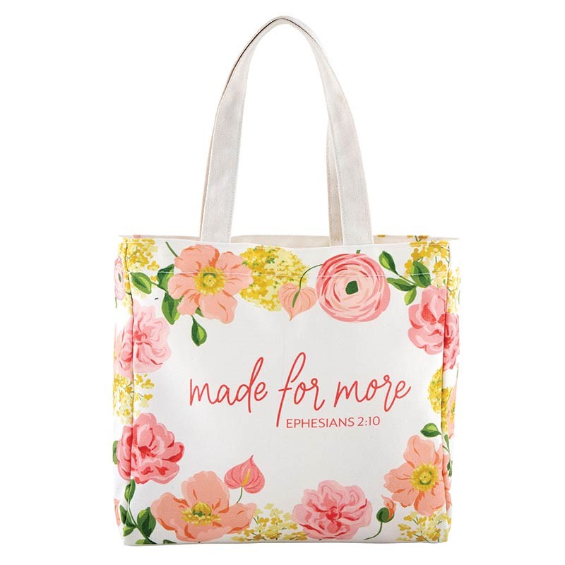 Canvas Tote-Made For More (Ephesians 2:10) (10" x 10" w/3.5" Gusset)