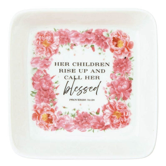 Trinket Tray-Her Children Rise Up... (Proverbs 31:28) (2.75")