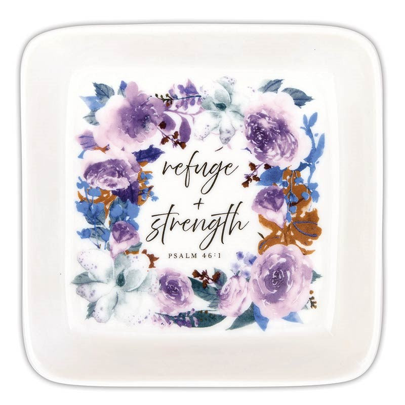 Trinket Tray-Refuge + Strength (Psalm 46:1) (2.75")