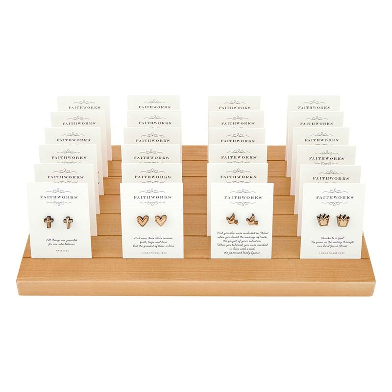 Earrings-Wood Filled Display (4 Asst) (24 Pcs) (PKTG)