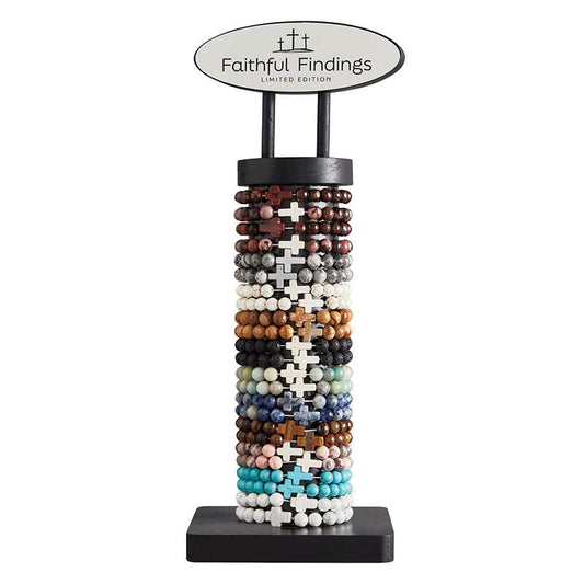 Bracelet-Men's Stone Filled Display (12 Asst) (24 Pcs)