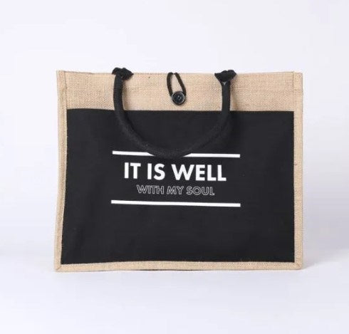 Jute Tote-It Is Well (18" x 13.5" x 5")