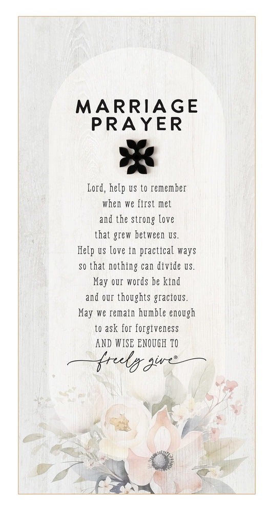 Plaque-Black Wood Emblem-Marriage Prayer (6.75 x 13.625)