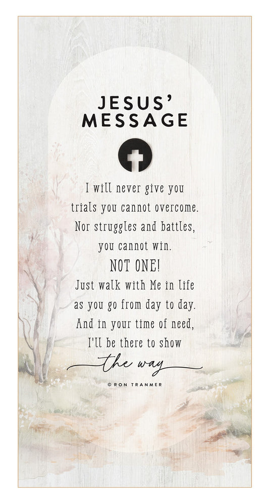 Plaque-Black Wood Emblem-Jesus' Message (6.75 x 13.625)