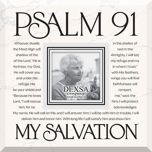 Glass Photo Frame-Psalm 91 - My Salvation (12 x 10) (Holds 4 x 6 Photo)
