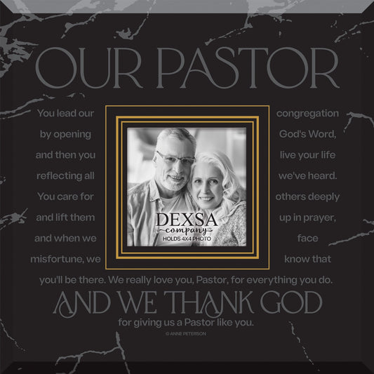 Glass Photo Frame-Our Pastor (12 x 10) (Holds 4 x 6 Photo)