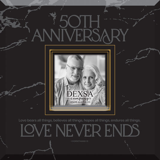 Glass Photo Frame-50th Anniversary  (12 x 10) (Holds 4 x 6 Photo)