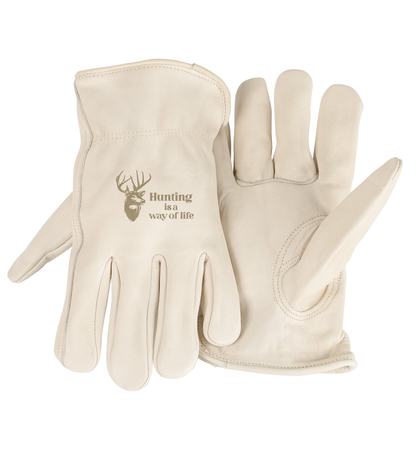 Gloves-Unlined-Hunting Is A Way Of Life-White (Medium)