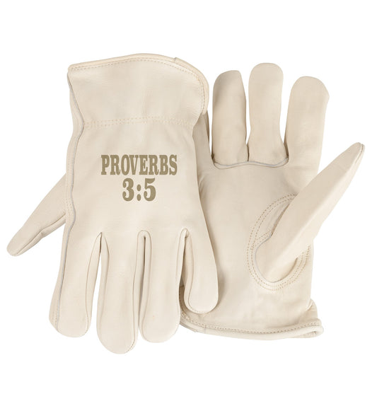 Gloves-Unlined-Proverbs 3:5-White(X-Large)